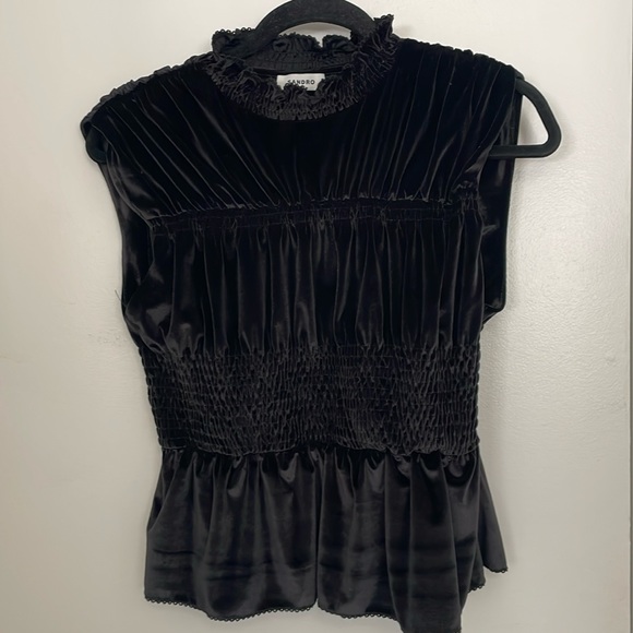 SANDRO Velvet Smock Top - Picture 7 of 8